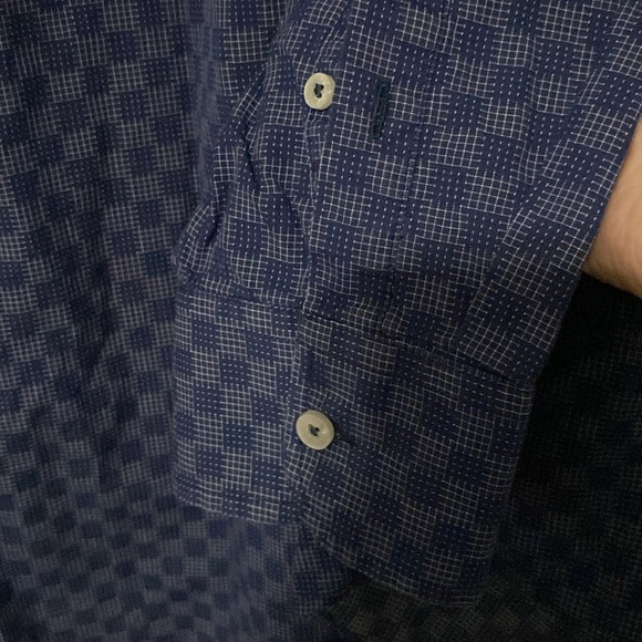 UNTUCKIT MENS SIZE XXXL BLUE GEO SMALL SQUARES Casual Button Down Shirt CLEAN - Picture 9 of 12